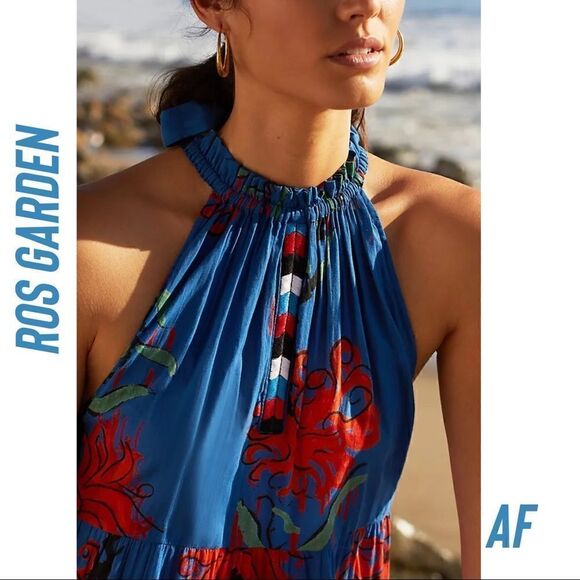 ANTHROPOLOGIE BY RO’S GARDEN VALLEY HALTER TOP MAXI DRESS NEW XS - Picture 2 of 11